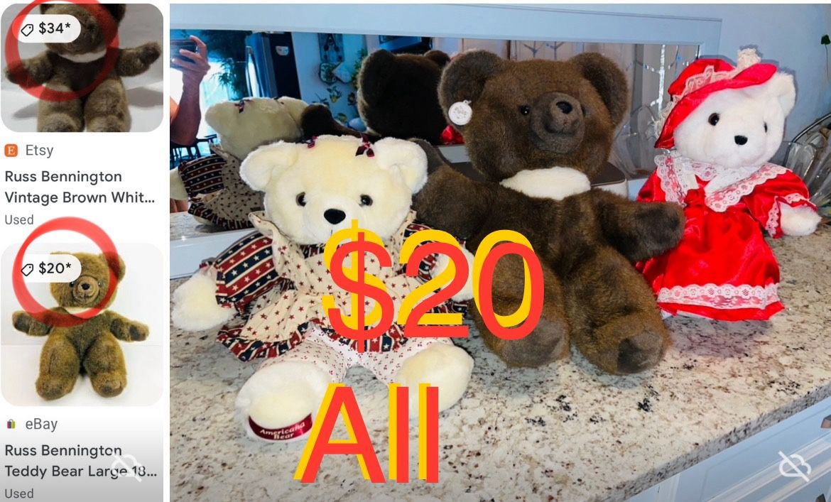 $20 For All Vintage Bundle of Bears Bennington and more in mint condition