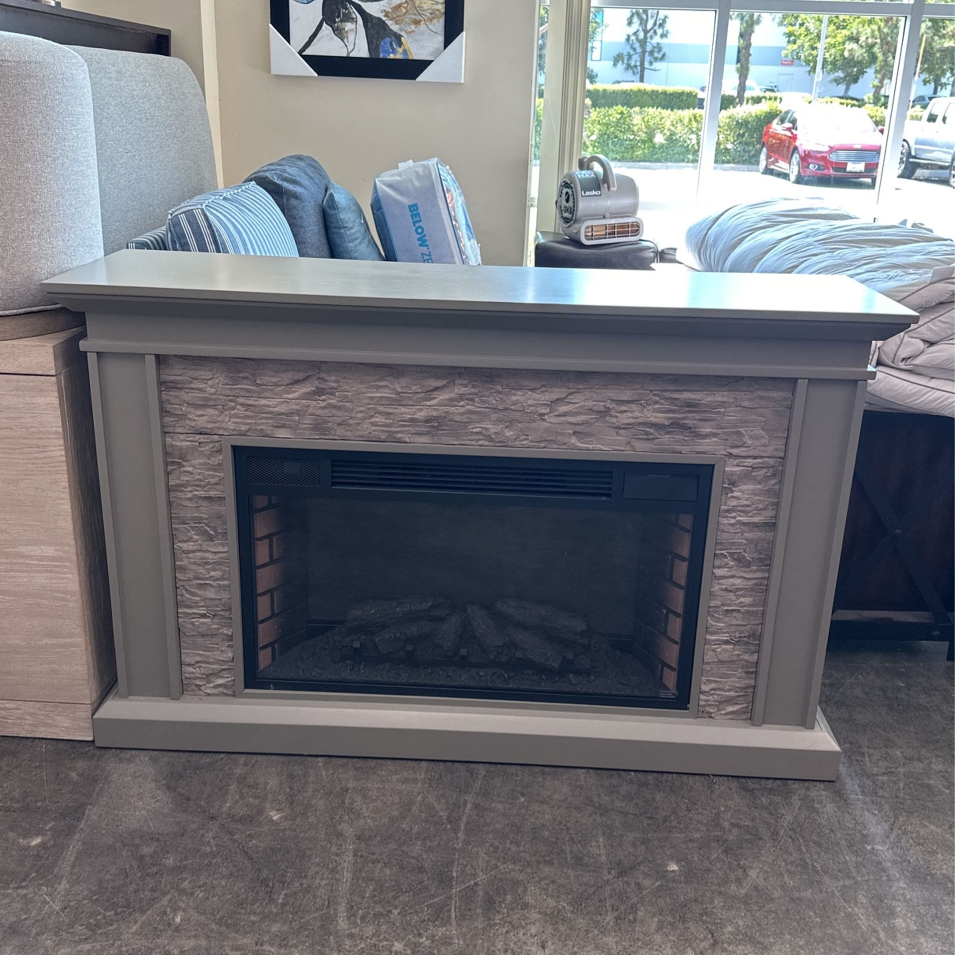 Ledgestone Electric Fireplace with Stacked Stone