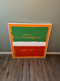 Colorful Vintage 41” X 41” X 1.5” Framed Abstract Local Art Mary Lampros 1978