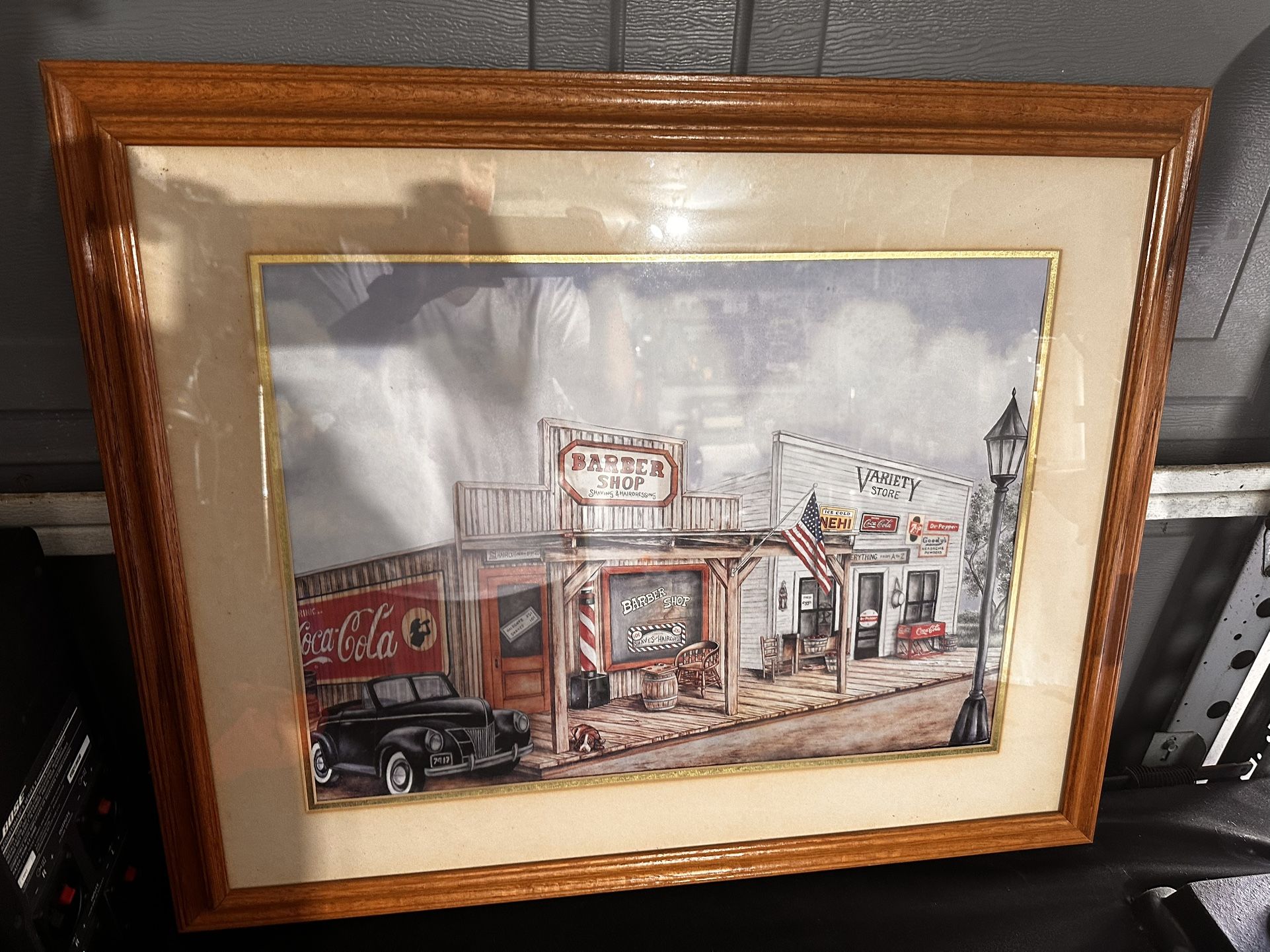 Vintage Coke & Barbershop Framed 32x26