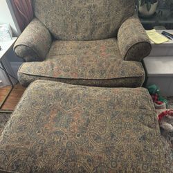 Brown Chair & Ottoman 