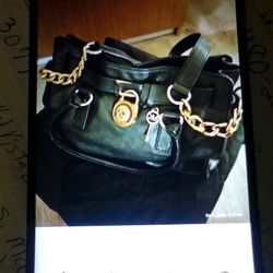 MICHAEL KOHRS BLACK WITH GOLD CHAIN STRAP HANDLES  PURSE HANDBAG 