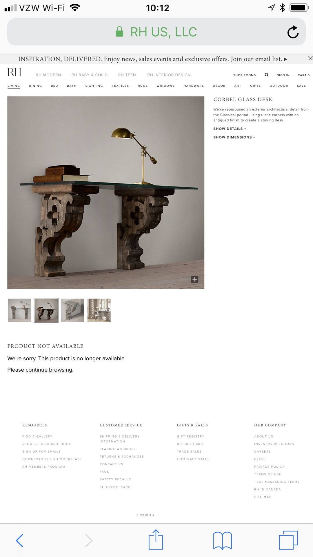 RESTORATION HARDWARE CORBEL DESK