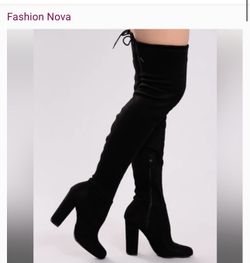 Fashion Nova Black Over-the-Knee Block Heel Boots – Size 9 wide