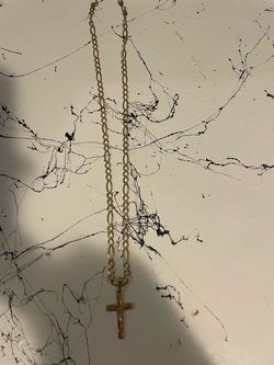 Gold-Tone Figaro Chain Crucifix Necklace