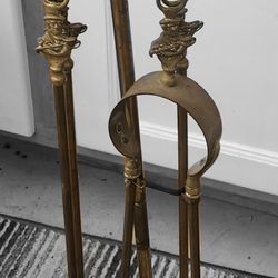 Vintage Brass Fireplace Tool Set- Peerage England 