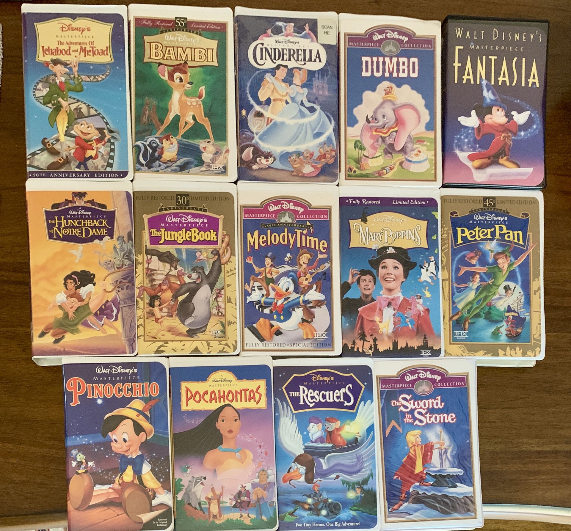 DISNEY MASTERPIECE COLLECTION VHS- LOT OF 14 plus sealed Cinderella