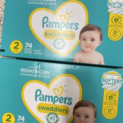 Brand New Pampers Swaddlers Size 2 Diapers 74 Diapers