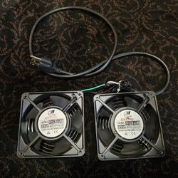 (2) Computer  Equipment Rack Fans + Power