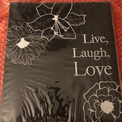 NEW Black with stitching Photo Album holds 400 + more! Live, Laugh, Love 