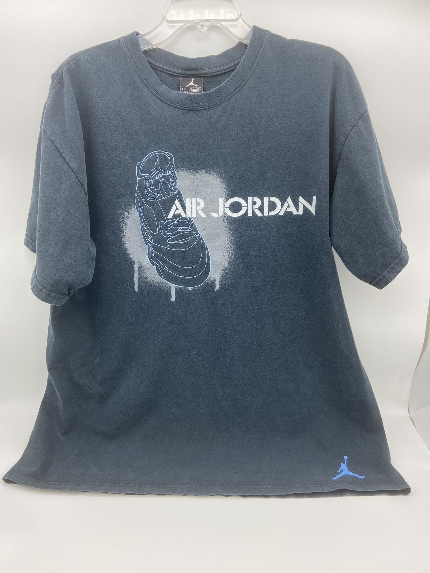Vintage Air Jordan T-Shirt XL Faded Black Baby Blue Trim