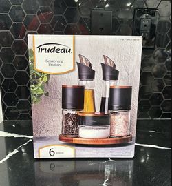 Trudeau Lazy Susan Seasoning Station, 6-piece Set