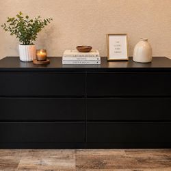 Modern Black 6 Drawer Dresser—- Minimalist IKEA style