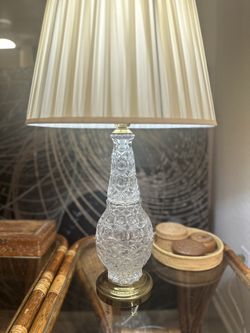 Vintage Pressed Glass Table Lamp – Faceted Base, No Shade