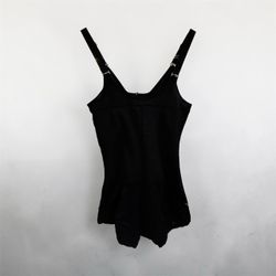 Black One-Piece Swimsuit with Skirted Bottom