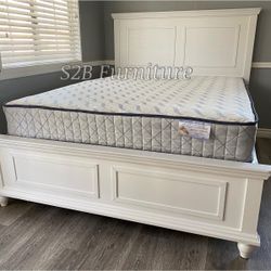 Queen White Alina Bed With Ortho Mattress Included!