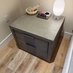 Restoration Hardware RH Solid Wood Nightstand – Gray Oak – Modern - Set Of 2