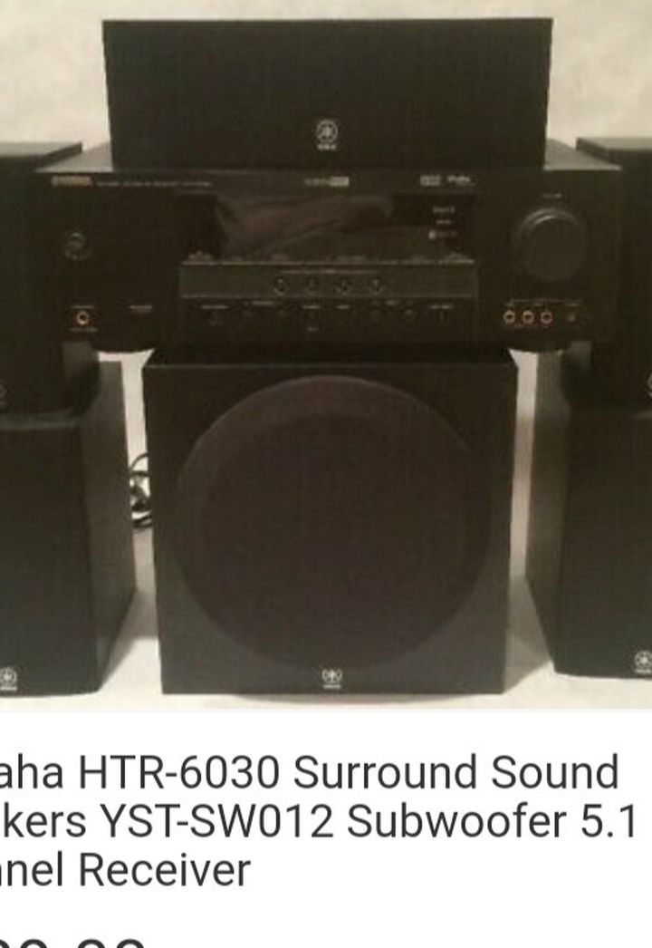 Yamaha 6.1 Sorround Sound Receiver 5 Speakers And 10 Inch Powered Sub