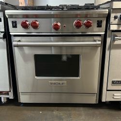 Wolf 30”Wide All Gas Range Stove Stainless Steel 4 Burners 