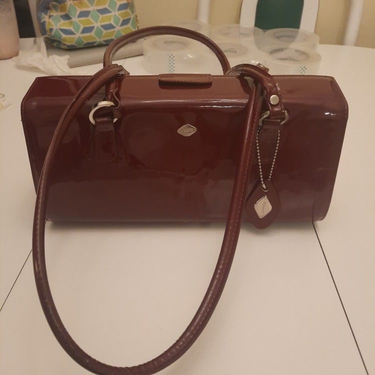 VTG i santi Patent Leather Shoulder Bag | Burgundy Embossed | Made in Italy
