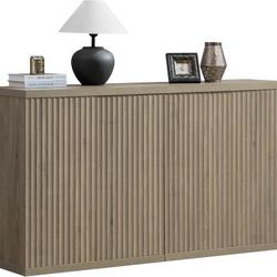 1638a  Buffet Cabinet with Storage Accent Sideboard Modern Credenza with Doors & Shelves Fluted Media Console Mid Century Coffee Bar Table for Living 
