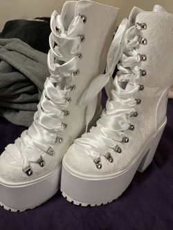 White Platform Boots Size 9