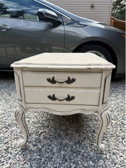 Ivory side table with drawer