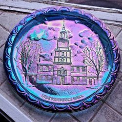 Vintage Indiana Glass Carnival Glass Independence Hall Plate