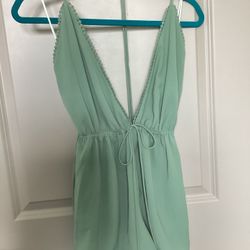 Mint green romper shorts halter 