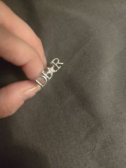 Dior Silver Logo Ring with Crystal Star
