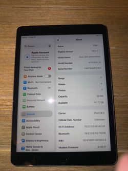 Space gray iPad eighth generation