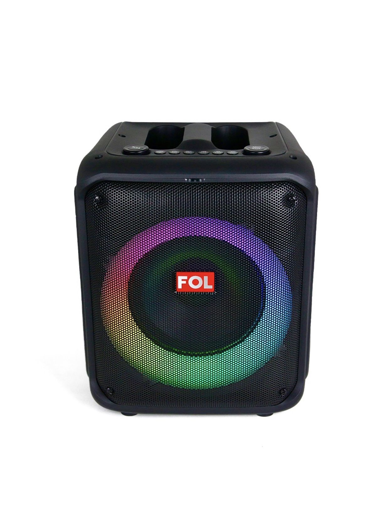 FOL Party Box Portable Speaker with LED Flame Lights , Wireless MIC Bocina Inalámbrica Bluetooth Portatil Recargable