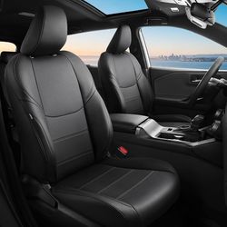 Custom Fit for Toyota RAV4 Seat Covers Hybrid 2026 Fit for SE/XSE &(PHEV) GR SPORT, Premium Waterproof Leather, Abrasion Resistant & Breathable, Black