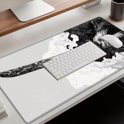 Gaming Mouse Pad with Japanese Design, Non-Slip Rubber Base, 31.5x11.8 inches