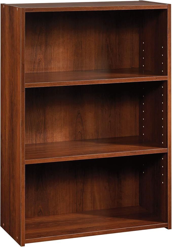 Sauder Beginnings 3-Shelf Bookcase, Bookshelf with Adjustable Storage Shelves, in Brook Cherry finish