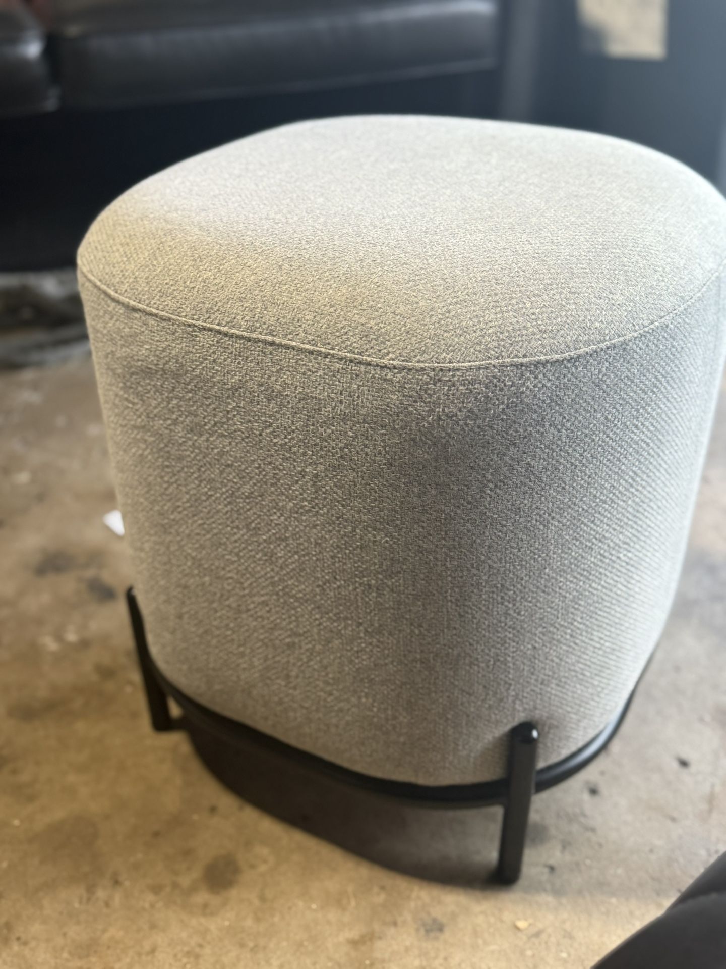 Gray Round Ottoman Footstool