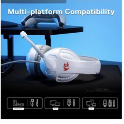 Gaming Headset, Stereo Surround Sound, Noise-Canceling Microphone, Dynamic RGB Backlight, 40 mm Drivers, Over-Ear Headphones 