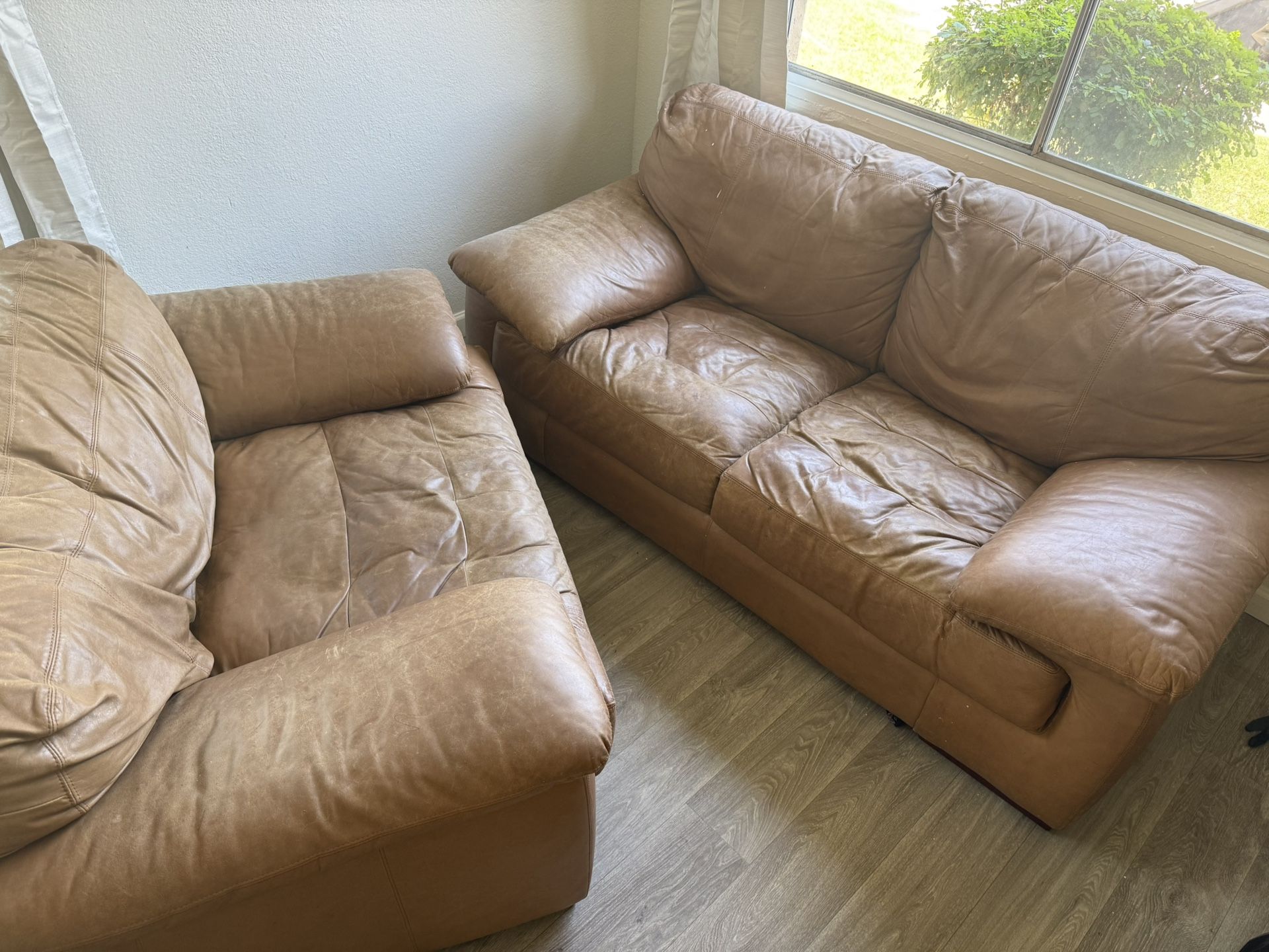 FAUX LEATHER LOVE SEAT & OVERSIZED CHAIR FIRST COME FIRST SERVE!!!!