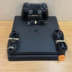 PLAYSTATION 4 SLIM 1TB W/ BLACK CONTROLLER & POWER/HDMI CORDS 