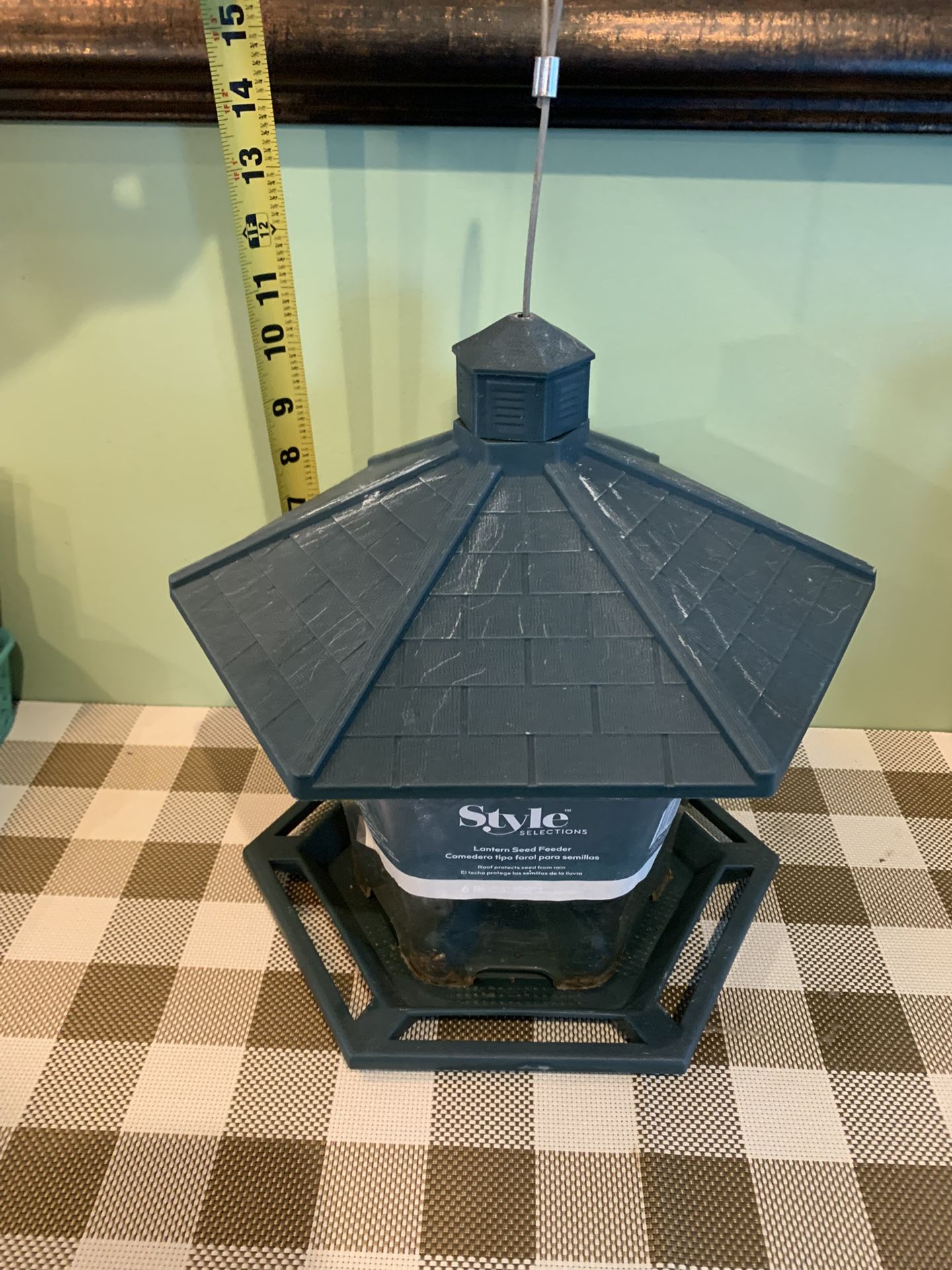 Large Bird Feeder Holds 6 Lbs, Large Perch All Around, Easy Fill, Various Size Seed Fits Securely Inside, Stainless Steel Cable To Hang, Lantern Shape
