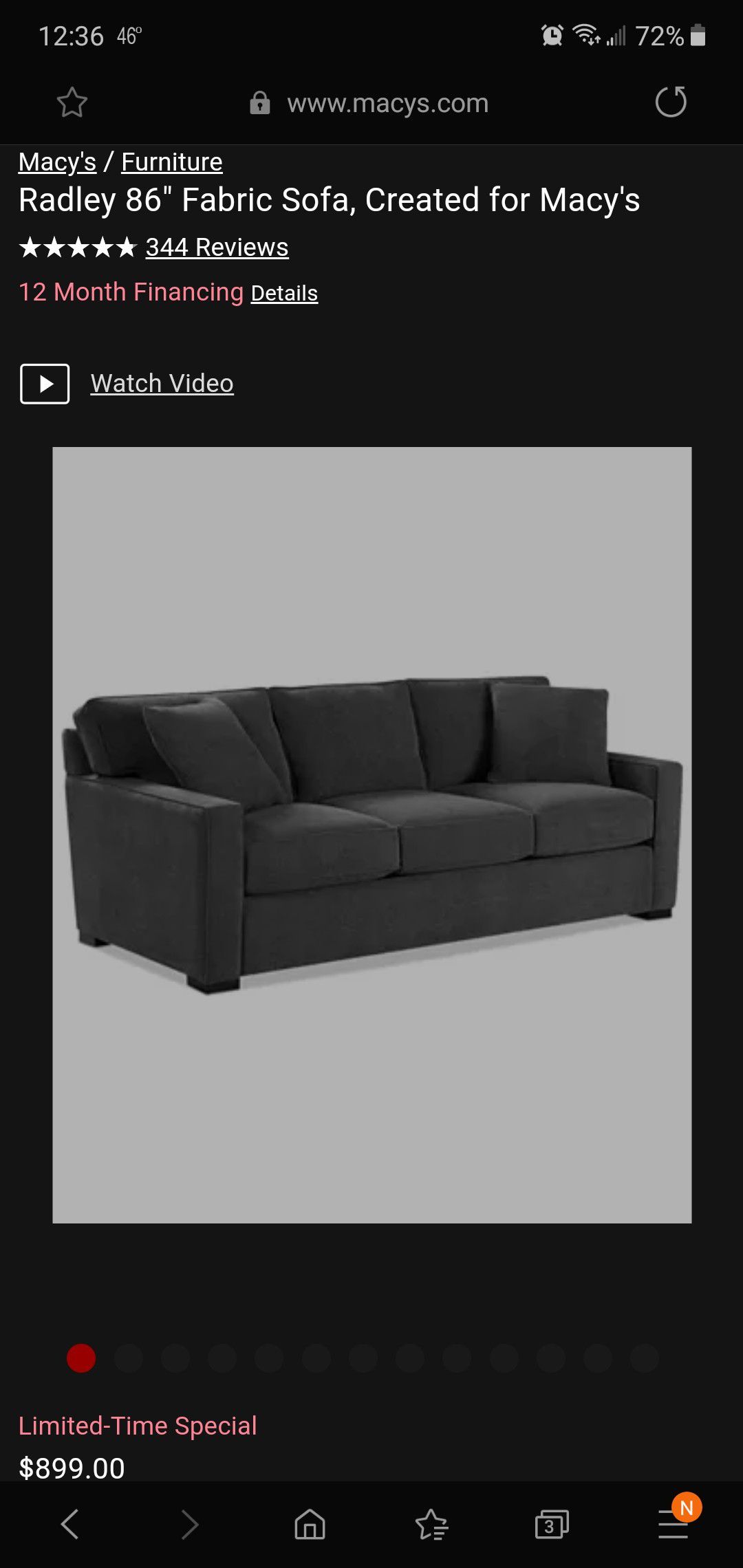 1yr old Macys gray sofa