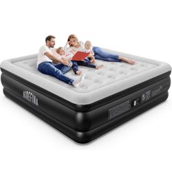 Airefina King Size Air Mattress With Built in Pump Raised, 18" Blow Up Mattress Comfort for Guest Home Family Easy Quickly Inflation/Deflation Inflata