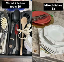 Mixed lot of kitchen utensils and dishes
