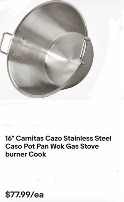 16" Carnitas Cazo Stainless Steel Caso Pot Pan Wok Gas Stove burner Cook 001/2