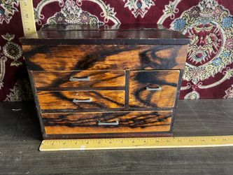 Antique Japanese Tansu Sewing Box Buttons Etc