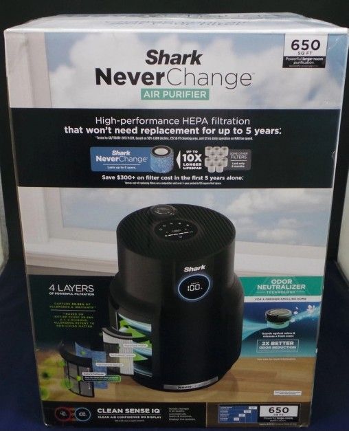 Shark Pet Pro HP152 Air Purifier for Home NeverChange for Large Room HEPA, Charcoal