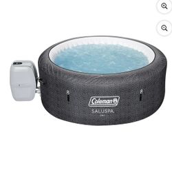 Coleman 71" x 26" Cali EnergySense AirJet 4 Brown Wicker Round Inflatable Hot Tub with 2-4 Person with Pump #P08411