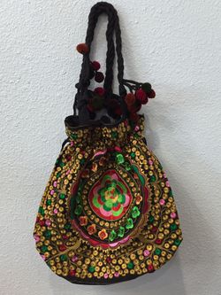 Shoulder Tote Satchel Unique Lucky Tree Design Handmade Handbag Ethnic Tribal Fashion Style For Women