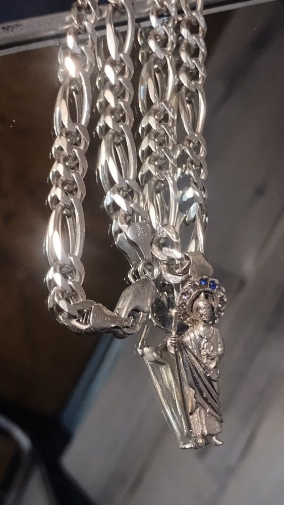 20" Italy 925 Silver Chain With San Judas