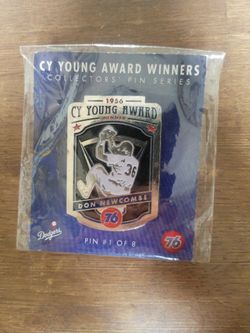 76 Don Newcombe Cy Young Award Winner Pin Pinback Sealed 

